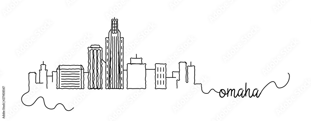 Omaha City Skyline Doodle Sign