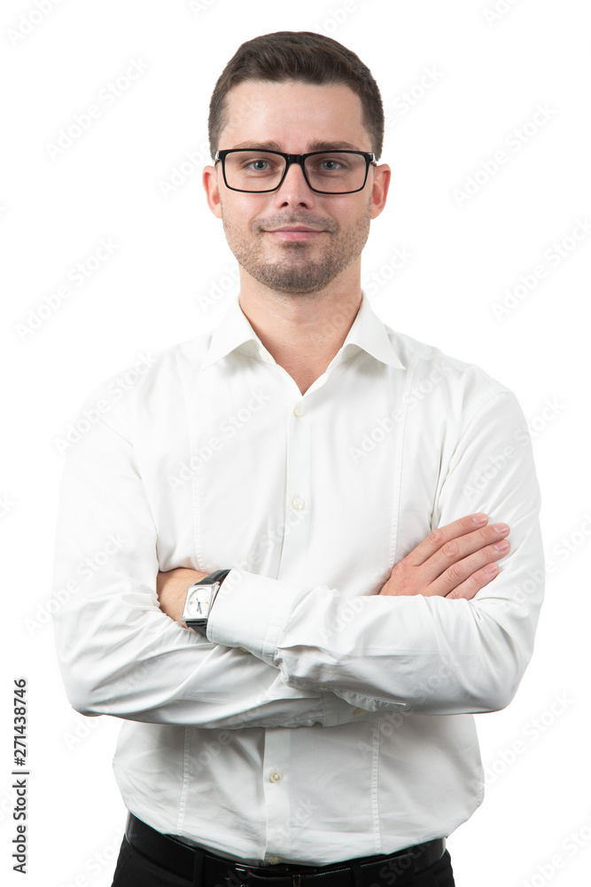 Smiling corporate guy thinking of new ideas Smiling corporate guy thinking of new ideas