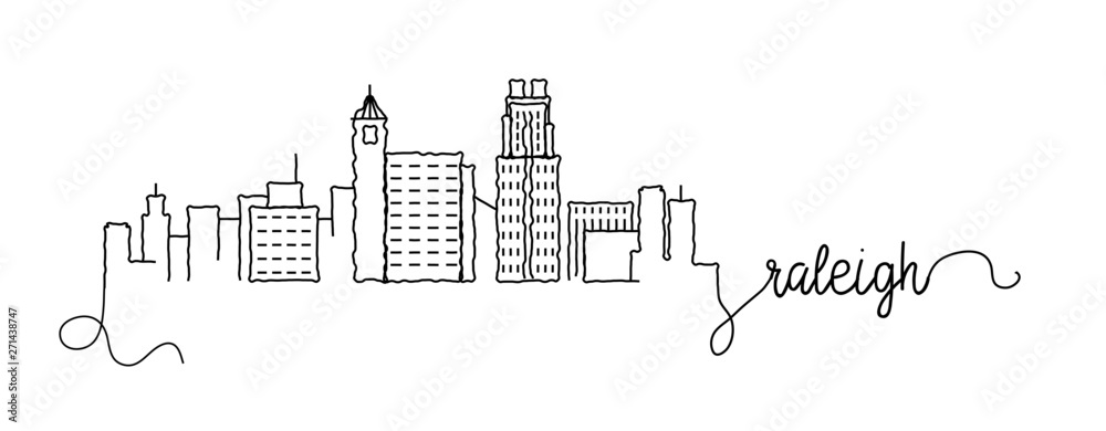 Raleigh City Skyline Doodle Sign