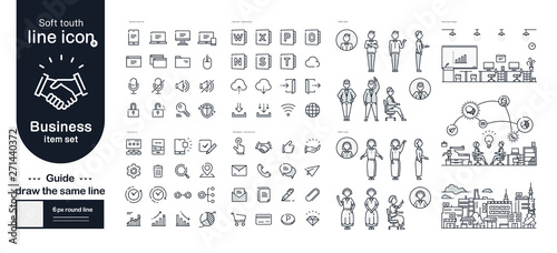 soft touch line icon Business set
