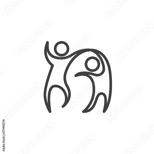 Dancing couple line icon. linear style sign for mobile concept and web design. Dancers couple outline vector icon. Dance party symbol, logo illustration. Vector graphics