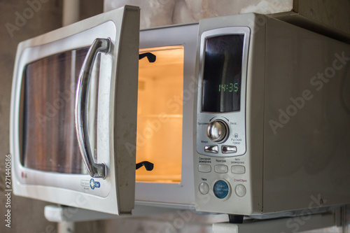 modern microwave oven installed in the kitchen