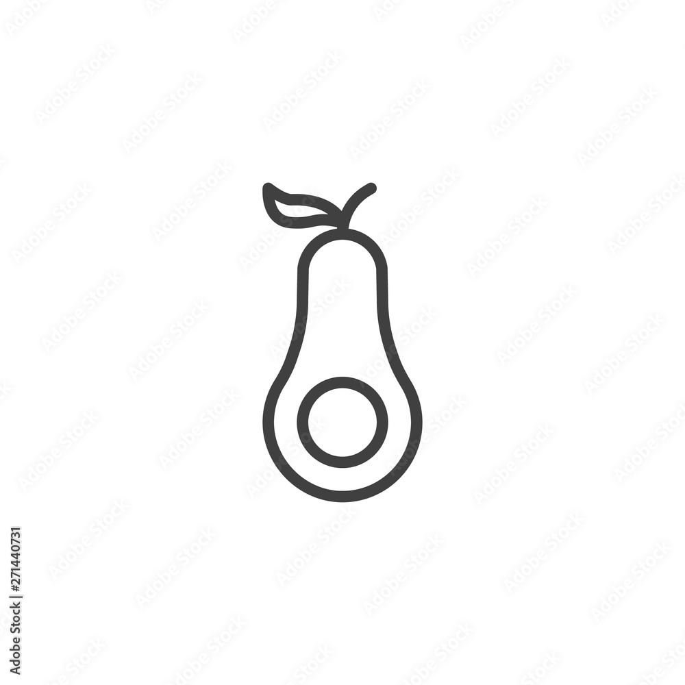 Avocado fruit with leaf line icon. linear style sign for mobile concept and web design. sliced avocado outline vector icon. Healthy food symbol, logo illustration. Vector graphics Avocado fruit with leaf line icon. linear style sign for mobile concept and web design. sliced avocado outline vector icon. Healthy food symbol, logo illustration. Vector graphics