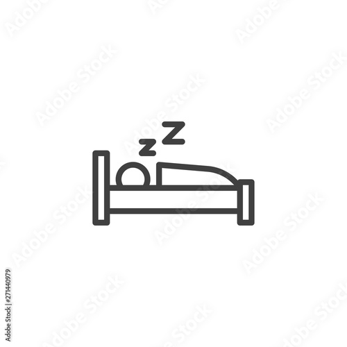 Deep sleep, man sleeping line icon. linear style sign for mobile concept and web design. Sleeping bed outline vector icon. Symbol, logo illustration. Vector graphics
