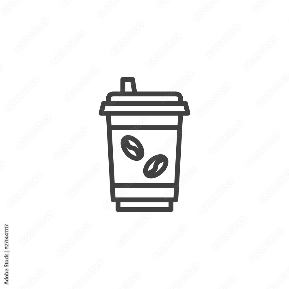 Coffee take away line icon. linear style sign for mobile concept and web design. Paper Coffee cup outline vector icon. Symbol, logo illustration. Vector graphics Coffee take away line icon. linear style sign for mobile concept and web design. Paper Coffee cup outline vector icon. Symbol, logo illustration. Vector graphics