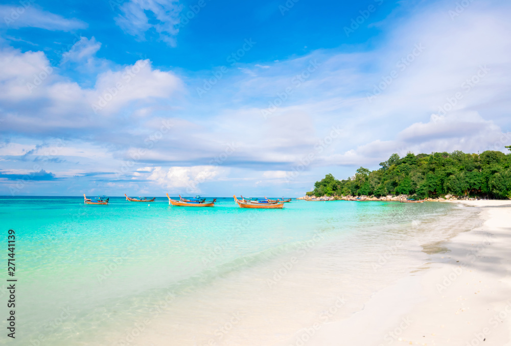 Sea and clear water beach have a holiday summer relaxing and travel bright sky koh lipe thailand