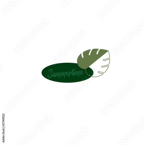 Summer logo botany style - Summer time - vector logo layout with tropic leaf