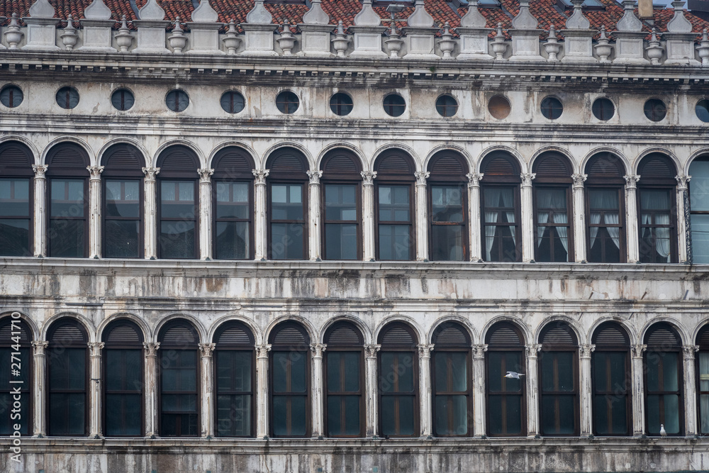 Pattern of windows in the St.Marc square in Venice, Italy