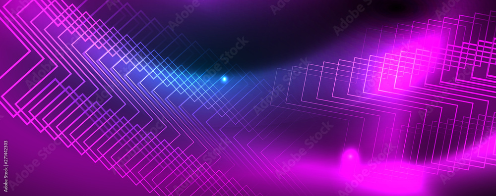 Neon glowing techno lines, hi-tech futuristic abstract background template, vector Neon glowing techno lines, hi-tech futuristic abstract background template, vector