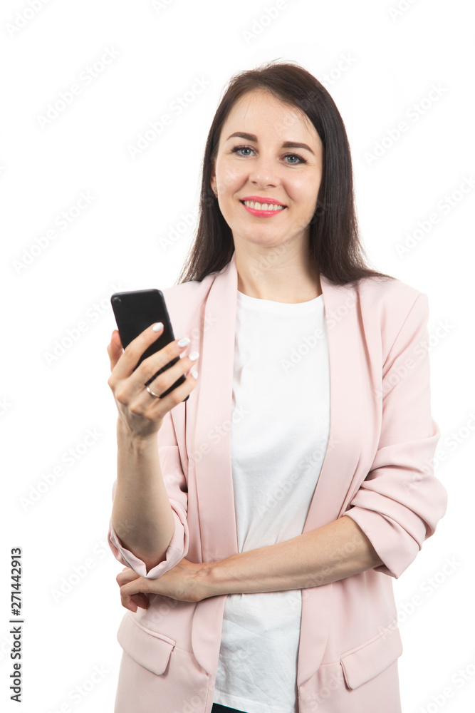 Handsome business woman speaking on the phone Handsome business woman speaking on the phone
