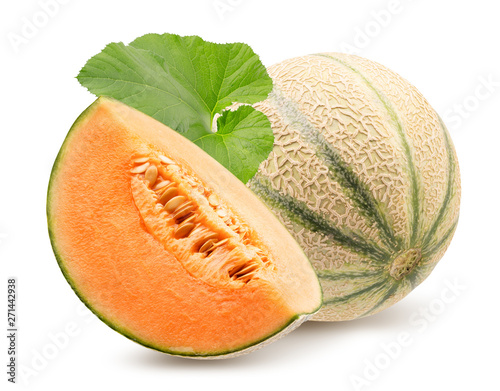 melon with slice isolated on a white background