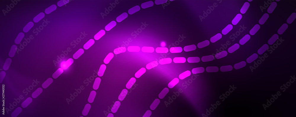 Obraz premium Neon vector wave lines abstract background, magic futuristic techno design