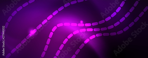 Neon vector wave lines abstract background, magic futuristic techno design