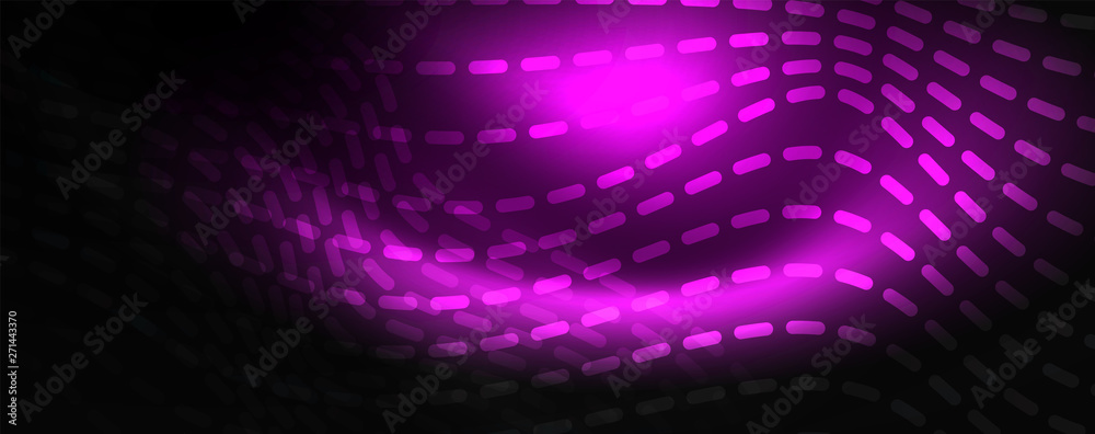 Smoky glowing waves in the dark. Dark abstract background with neon color light and wavy lines. Vector Smoky glowing waves in the dark. Dark abstract background with neon color light and wavy lines. Vector