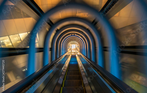 Tunnel escalator of the building at osaka Japan