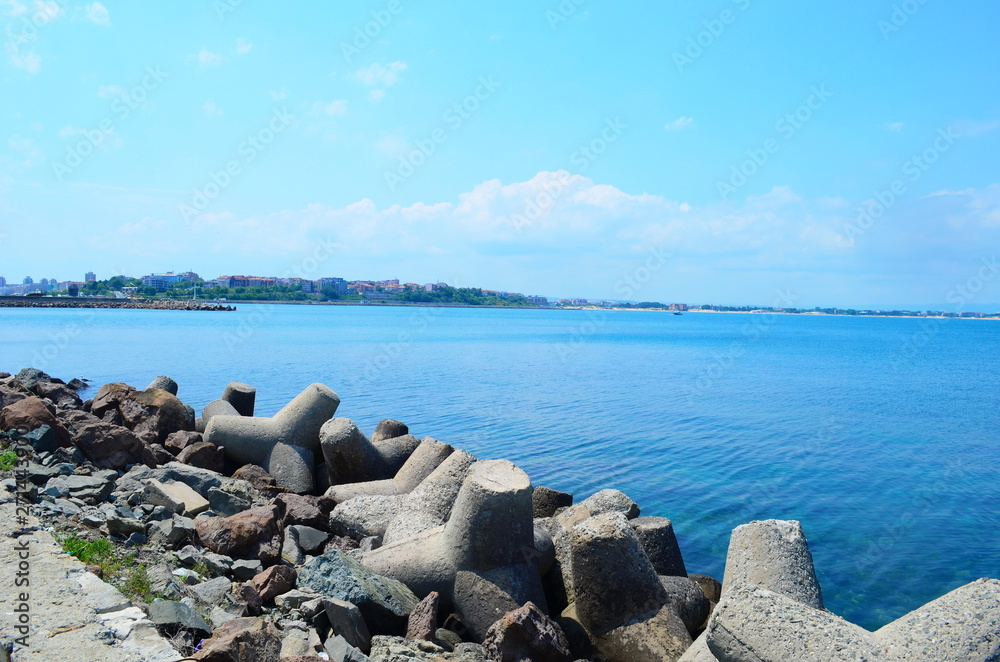Crystal clear blue Black Sea In Bulgaria, the island of Nessebar Crystal clear blue Black Sea In Bulgaria, the island of Nessebar