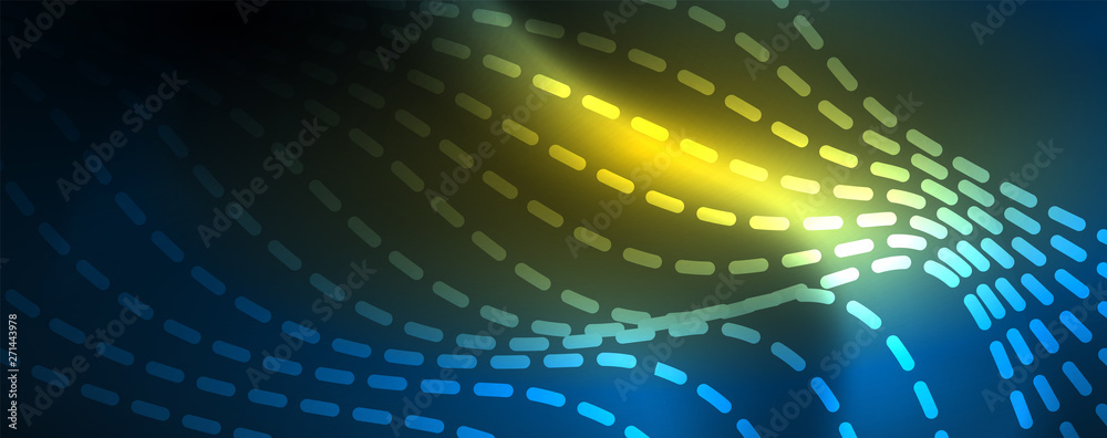 Smooth wave lines on blue neon color light background. Glowing abstract wave on dark, shiny motion, magic space light Smooth wave lines on blue neon color light background. Glowing abstract wave on dark, shiny motion, magic space light