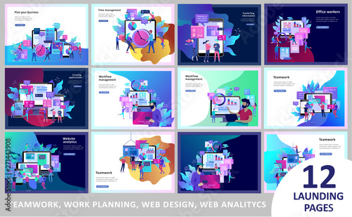 Concept Landing page template, flat style, businessmen discuss social network, news, social networks, chat, dialogue speech bubbles, new projects