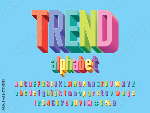 Vector of stylized modern vibrant color alphabet design