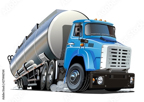 Cartoon semi tanker truck isolated on white background