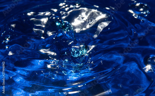 drops and splashes of water on a dark surface 