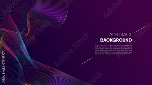 Abstract gradient wave mesh on dark purple background with copy space for text. EPS10, vector and illustration.