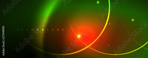 Shiny neon lines template - northern lights glowing blur lines. Futuristic style glow neon 80s disco club or night party techno template