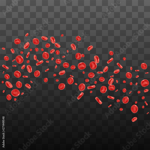 Red blood cell flowing in vein or artery. Vector illustration on transparent background. Healthcare and medical zoom concept.