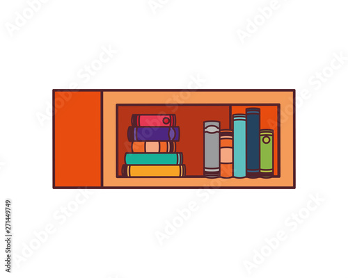 shelving with books in white background