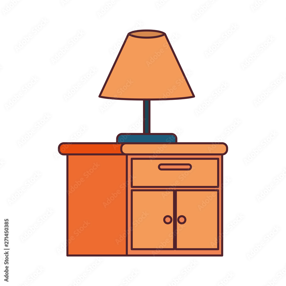 wooden drawer with lamp in white background wooden drawer with lamp in white background