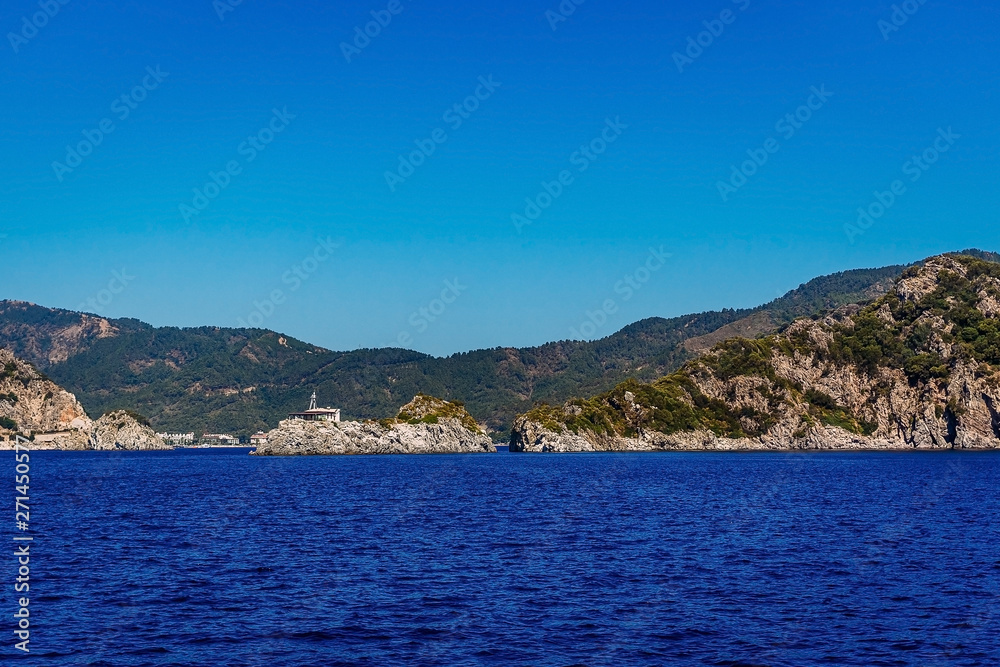 blue sky, high mountains and blue sea of Turkey blue sky, high mountains and blue sea of Turkey