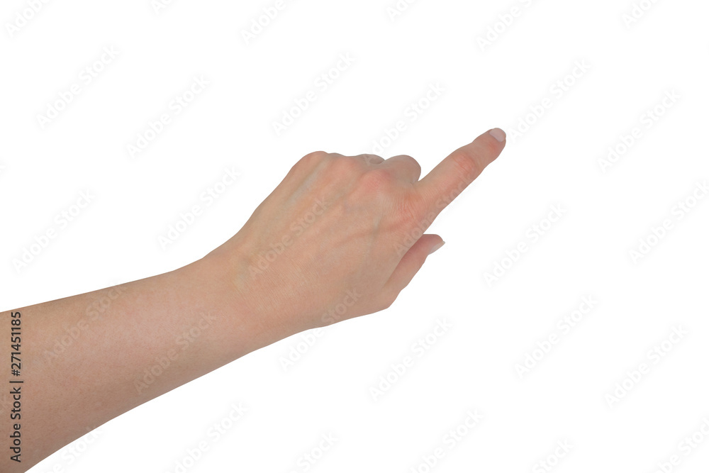 isolated female hand touching or pointing to something isolated female hand touching or pointing to something