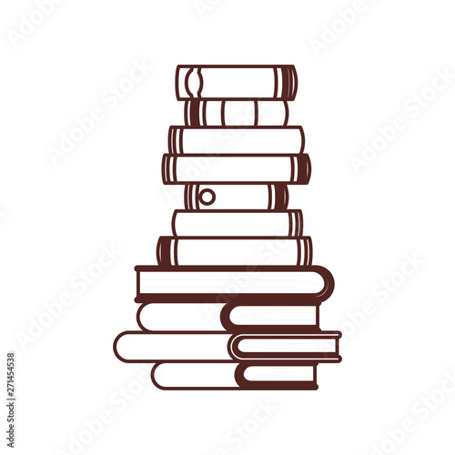 silhouette of stack of books on white background