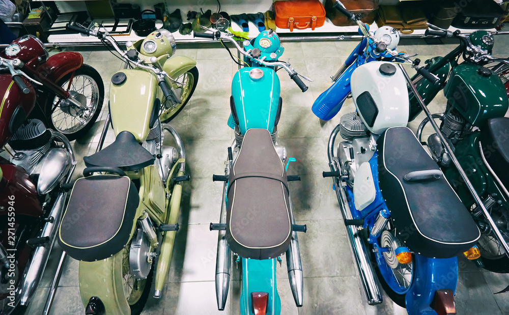 Retro motorcycles in store Retro motorcycles in store