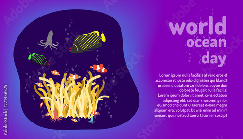 the cute set of nemo and beauty fish life. ocean animal. world ocean day. doodle hand drawing colorful design style. vector illustration eps10 photo