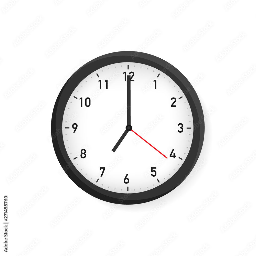 Vector simple classic black and white round wall clock. Vector stock illustration. Vector simple classic black and white round wall clock. Vector stock illustration.