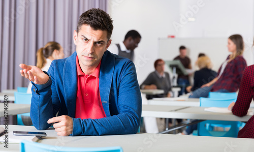 Frustrated man student