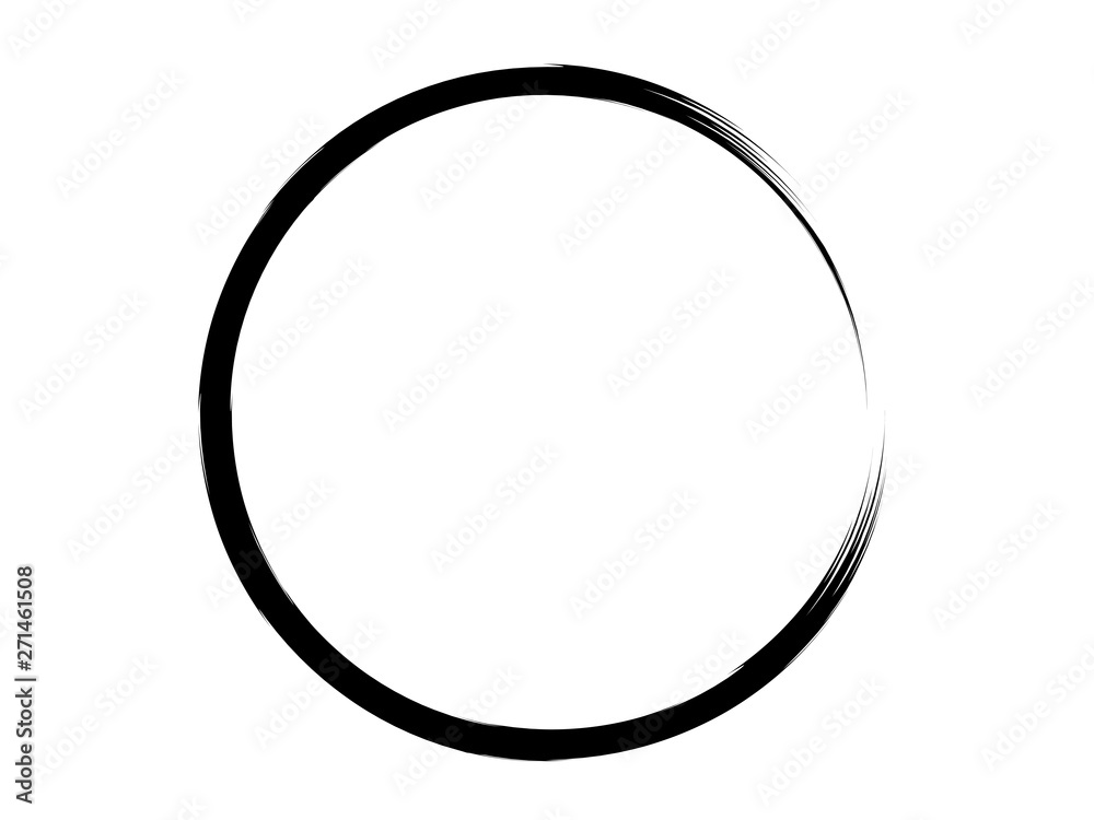 Grunge thin circle.Grunge ink circle.Grunge circle made of black paint.