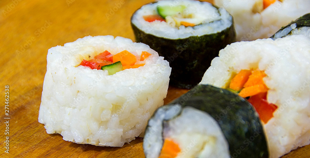 Sushi, a Japanese dish, close up Sushi, a Japanese dish, close up