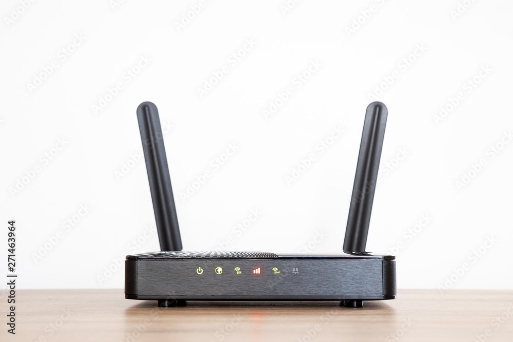 LTE modem with two antennas. Wifi router. Stock Photo | Adobe Stock