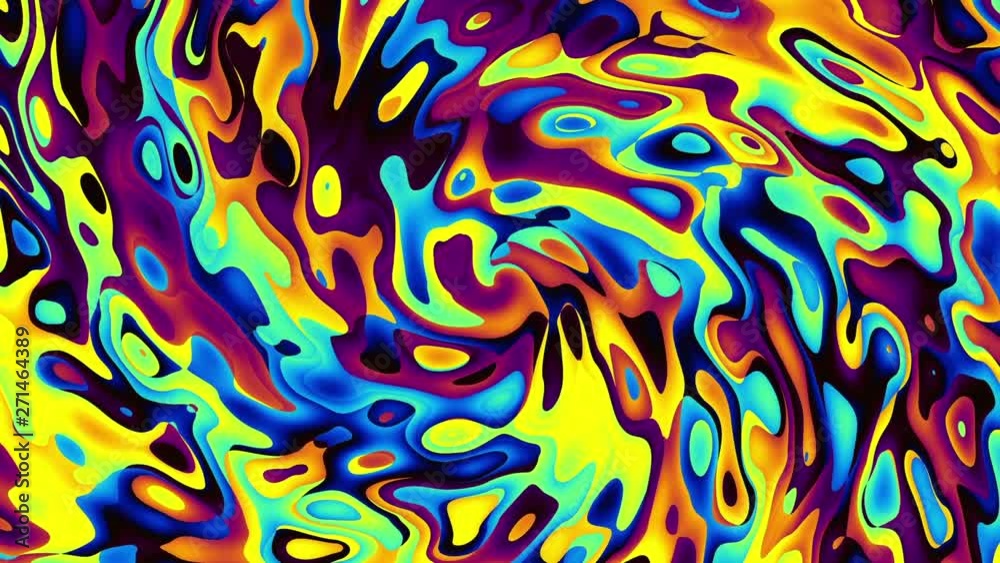 Moving irregular psychedelic waves. Seamless loop abstract motion background. Multi-colored twisting spiral. Abstract footage.