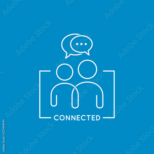 Chat icon line concept on blue background