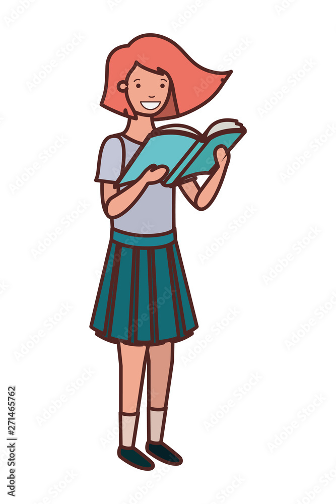 student girl with reading book in the hands student girl with reading book in the hands