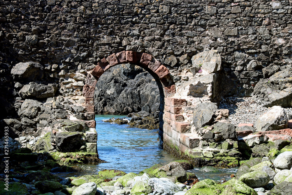 Arch in Sea Wall at Portpatrick Harbour Scotland