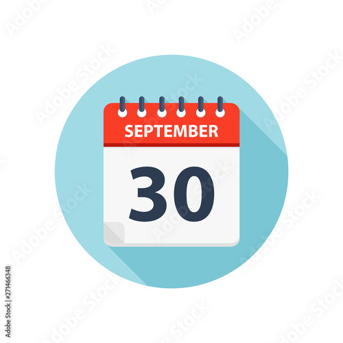 September 30 - Calendar Icon - Round Calendar design template