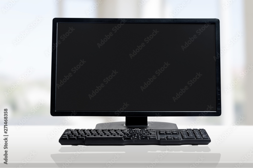 Desktop computer and keyboard on background Desktop computer and keyboard on background