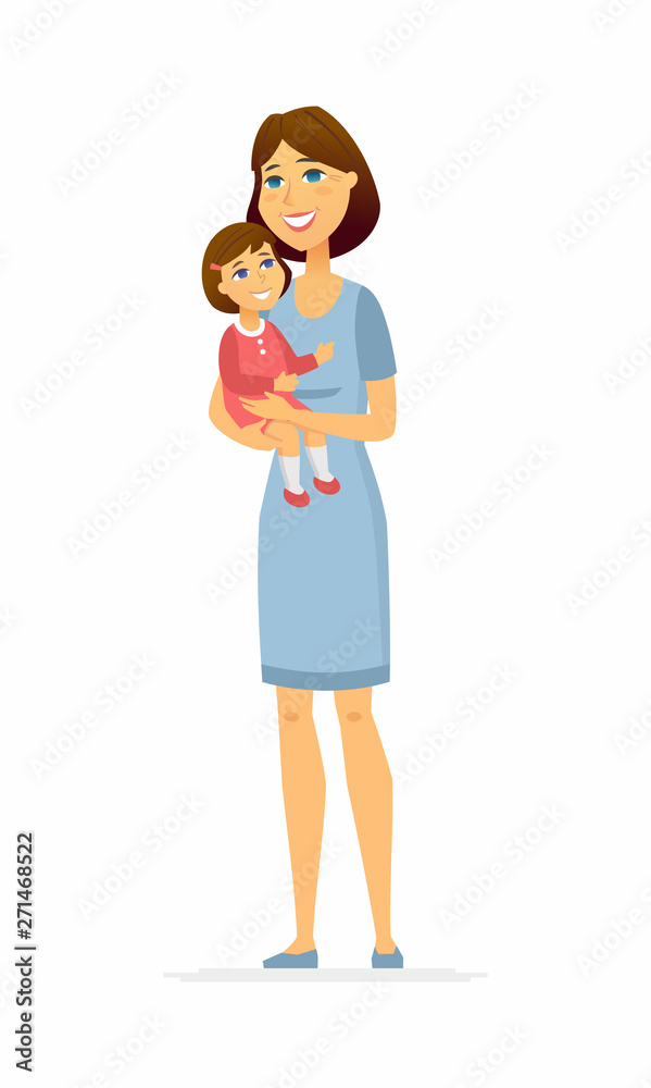 Mother and daughter - cartoon people characters illustration Mother and daughter - cartoon people characters illustration