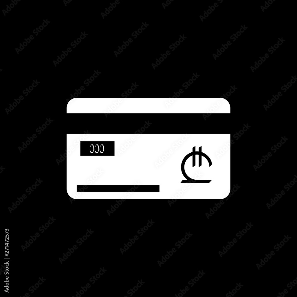 Credit card with a currency sign. Currency sign Georgian Lari. Black background Credit card with a currency sign. Currency sign Georgian Lari. Black background