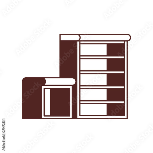 wooden bookshelf on white background