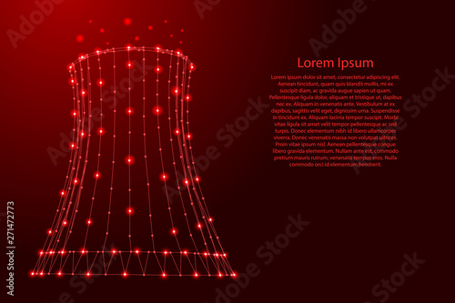 Cooling tower from futuristic polygonal red lines and glowing stars for banner, poster, greeting card. Vector illustration.